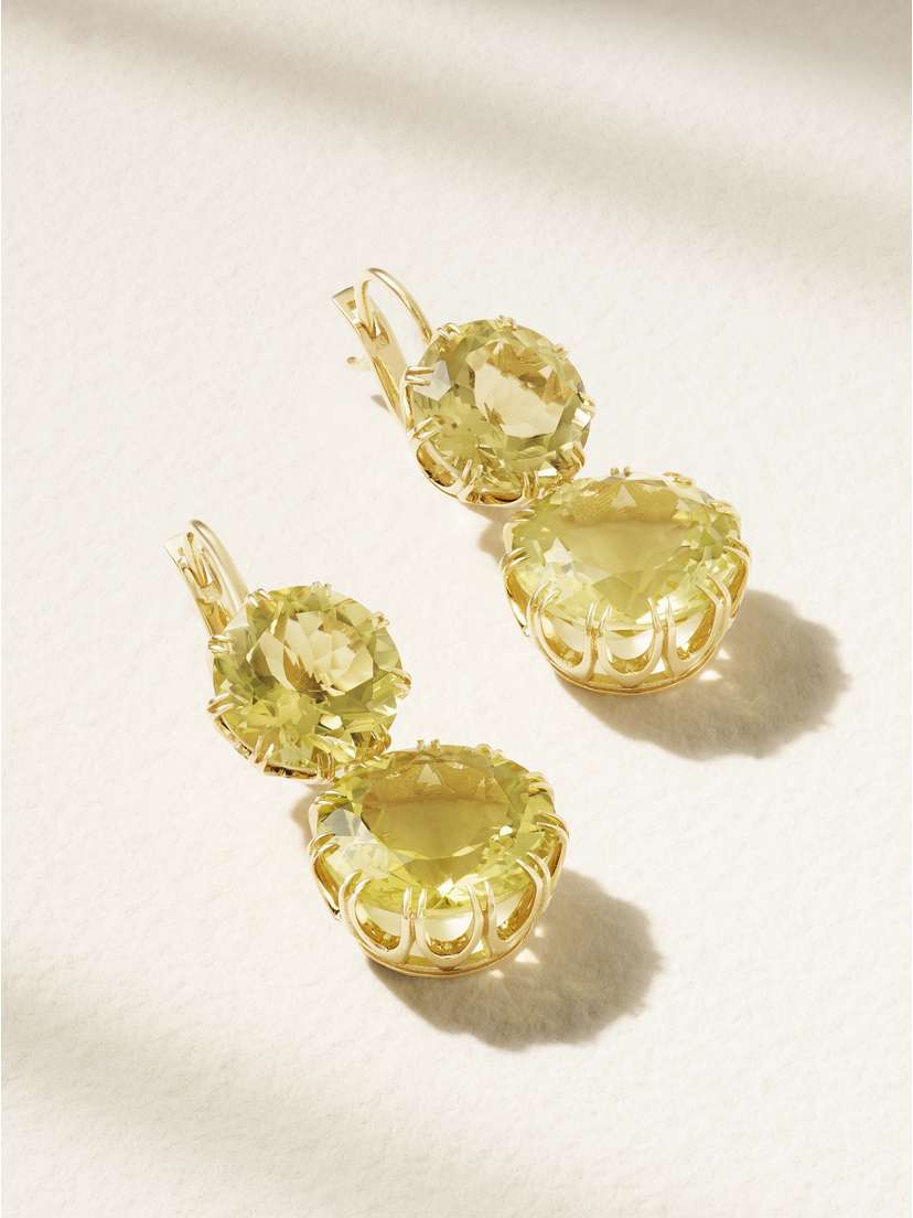 Ileana Makri Double Crown 18-karat Gold Topaz Earrings