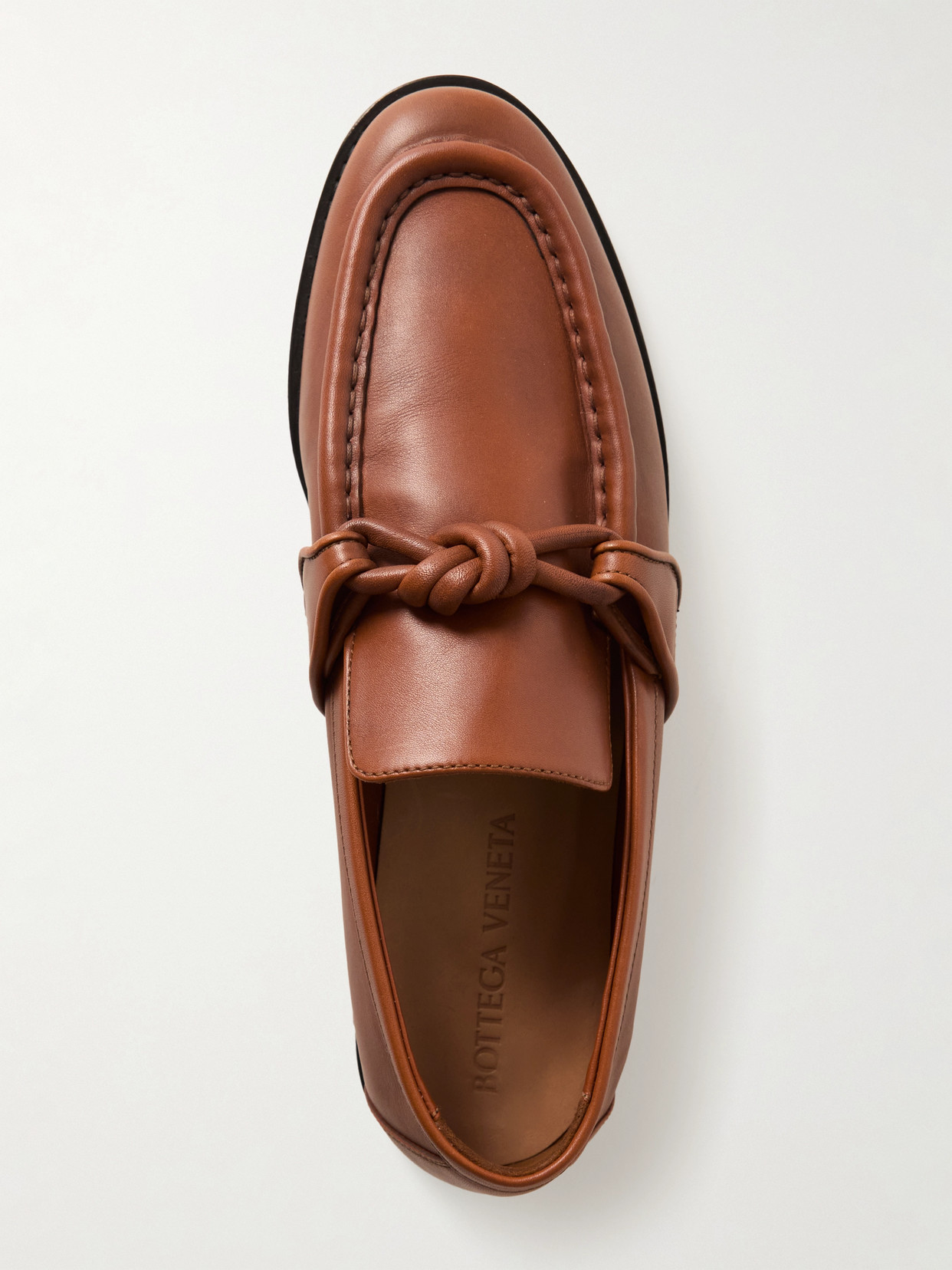 Bottega Veneta Leather Astaire Loafers Knot Detail In Brown