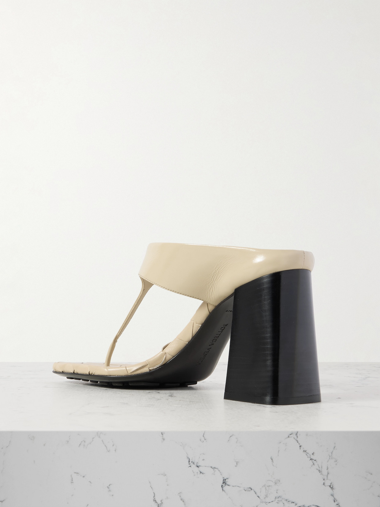 Bottega Veneta Beige Marella Thong Heeled Sandals In Ivory
