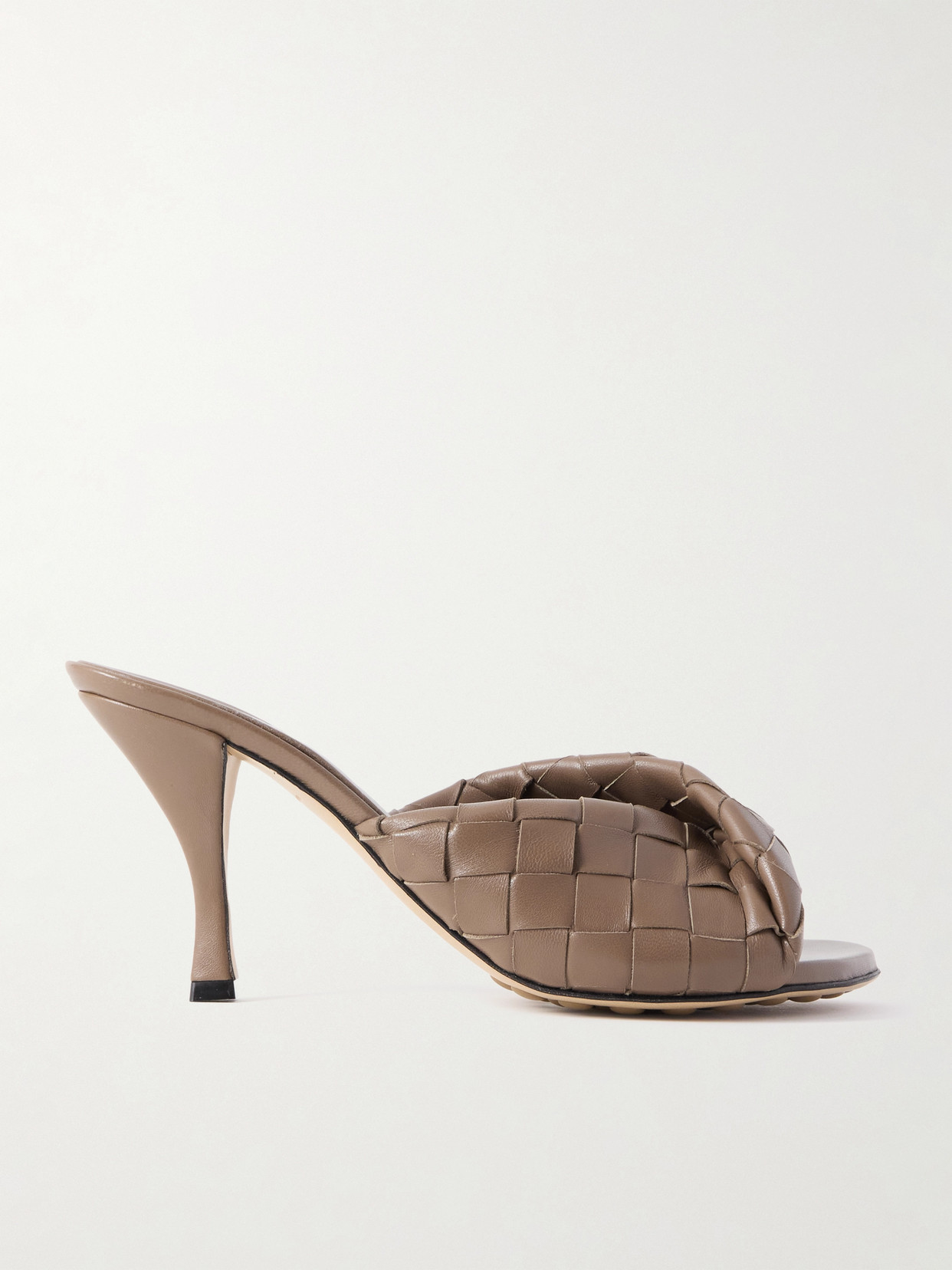 Bottega Veneta Blink Twisted Intrecciato Leather Mules In Brown
