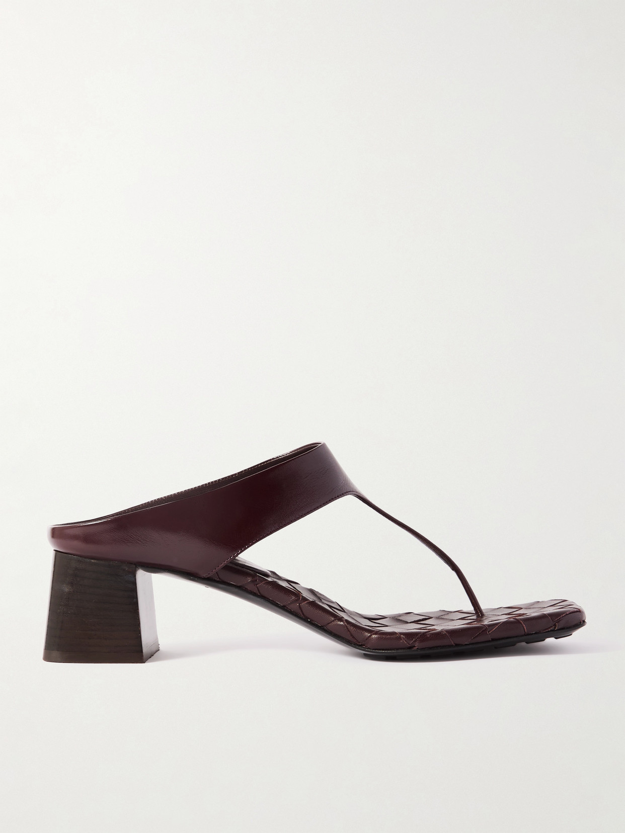 Bottega Veneta Square Toe Quilted Block Heel Sandals In Brown