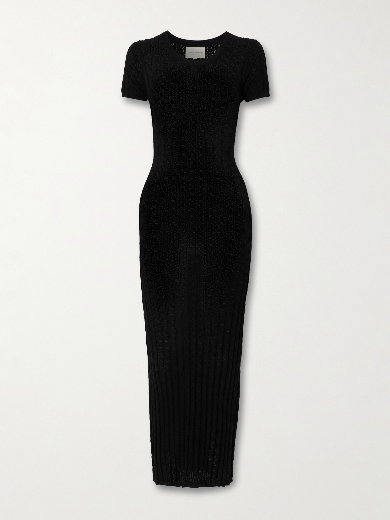 Loulou de Saison - Aruba Pointelle-knit Midi Dress - Black