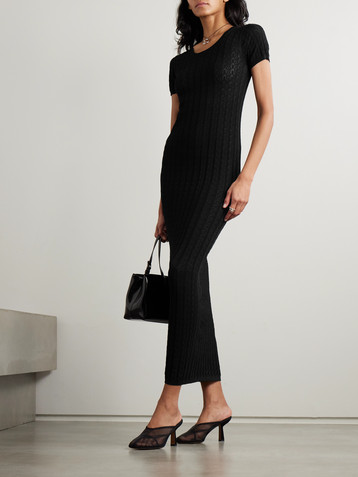 LOULOU DE SAISON Aruba pointelle-knit midi dress