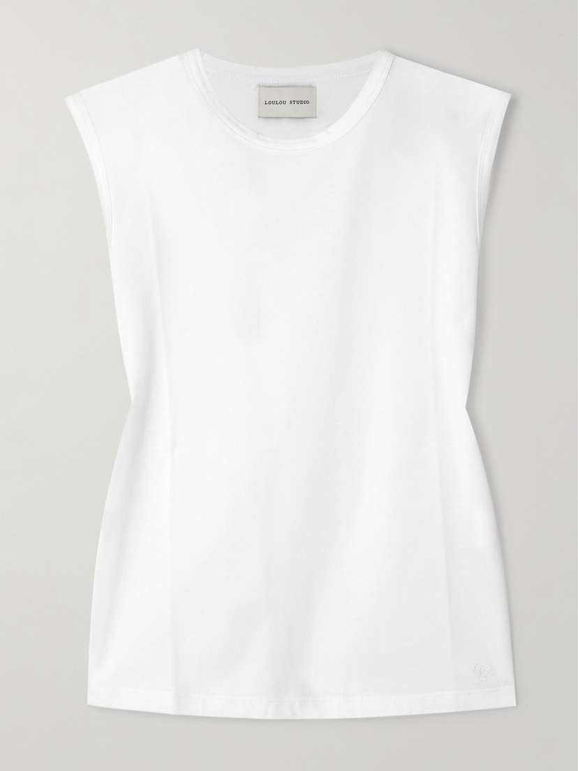 Loulou de Saison Brani Embroidered Organic Supima Cotton-jersey Tank