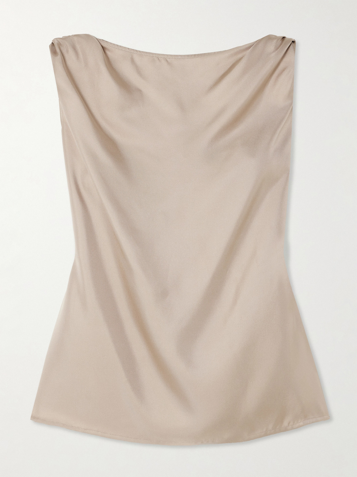Loulou De Saison Remy Knotted Silk-twill Top In Neutrals