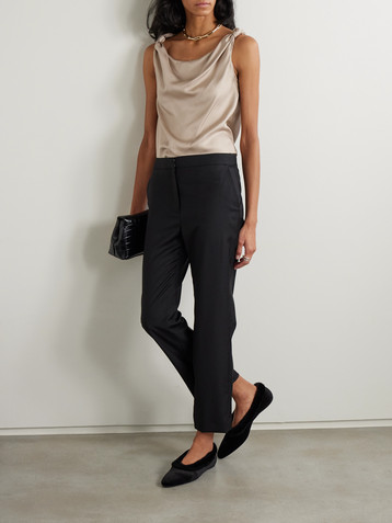 LOULOU DE SAISON Remy knotted silk-twill top