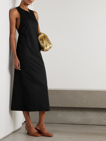 LOULOU DE SAISON Rayna knotted Pima cotton-jersey midi dress