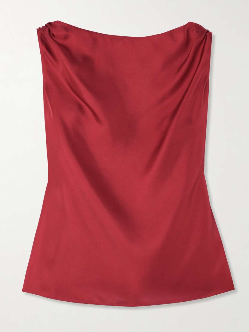 Loulou de Saison Remy Knotted Silk-twill Top