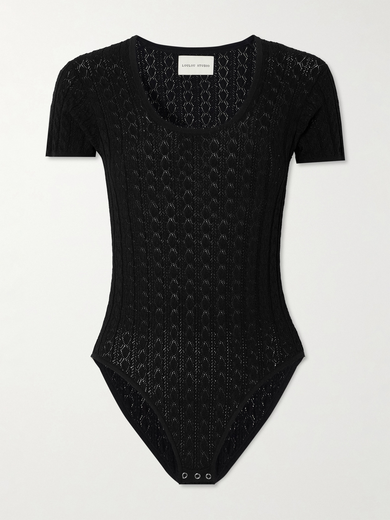 Loulou De Saison Silas Pointelle-knit Bodysuit In Black