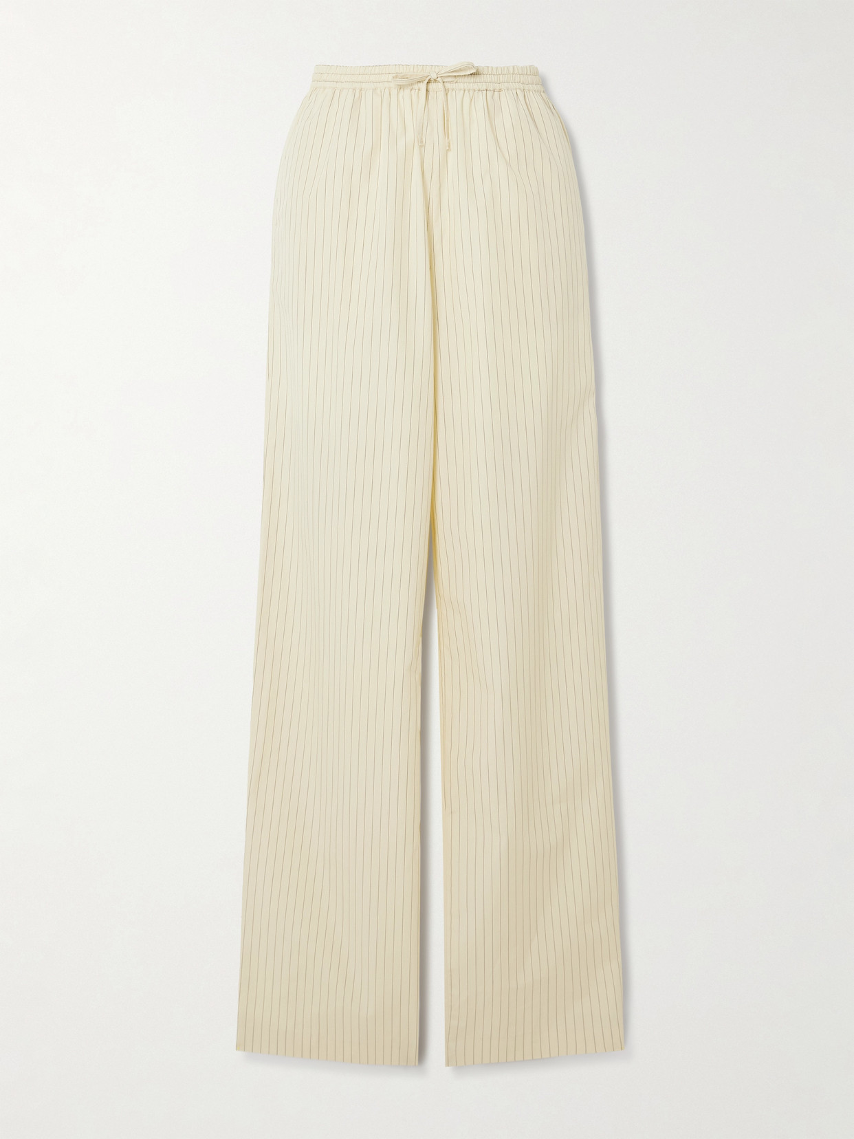 Loulou De Saison Sero Striped Cotton-poplin Drawstring Pants In Ivory