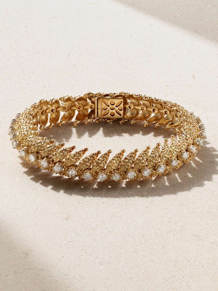 Stephanie Windsor Vintage 1980s 18-karat Gold Diamond Bracelet