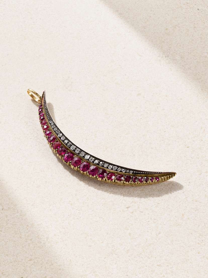 Stephanie Windsor Victorian Gold, Platinum, Ruby And Diamond Pendant