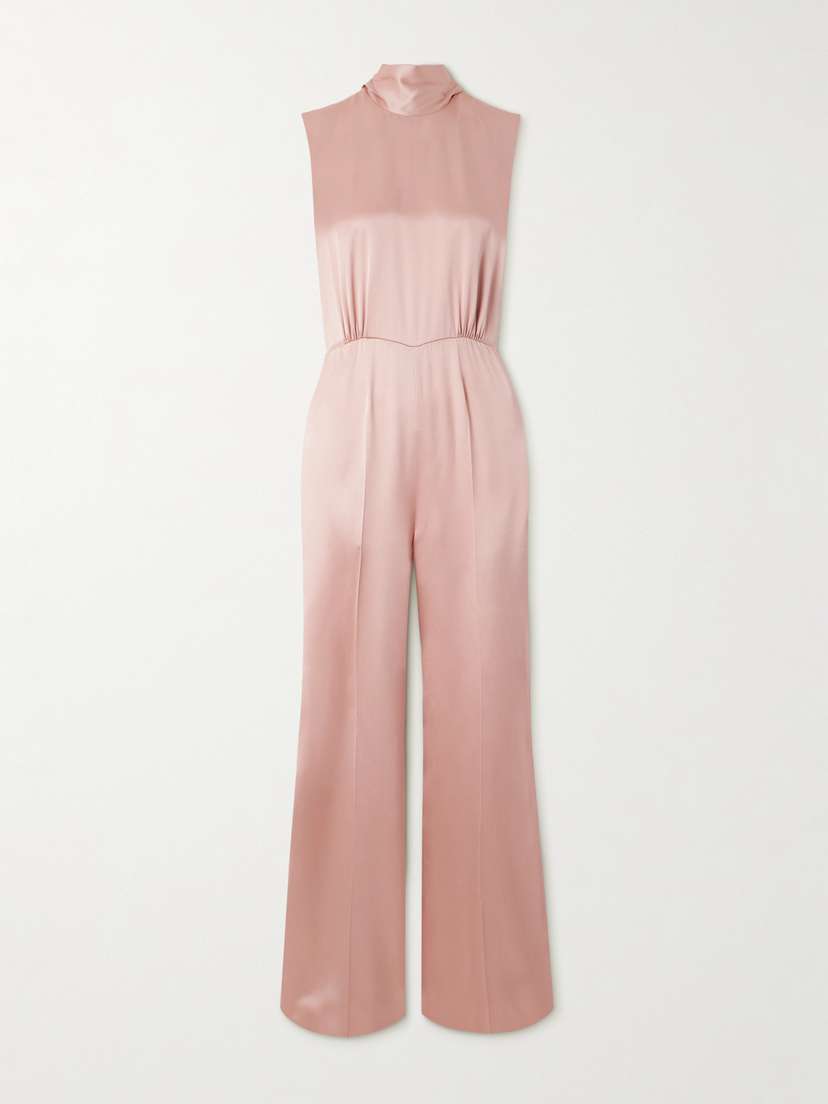 SASUPHI Nicole Tie-neck Silk-blend Satin Jumpsuit