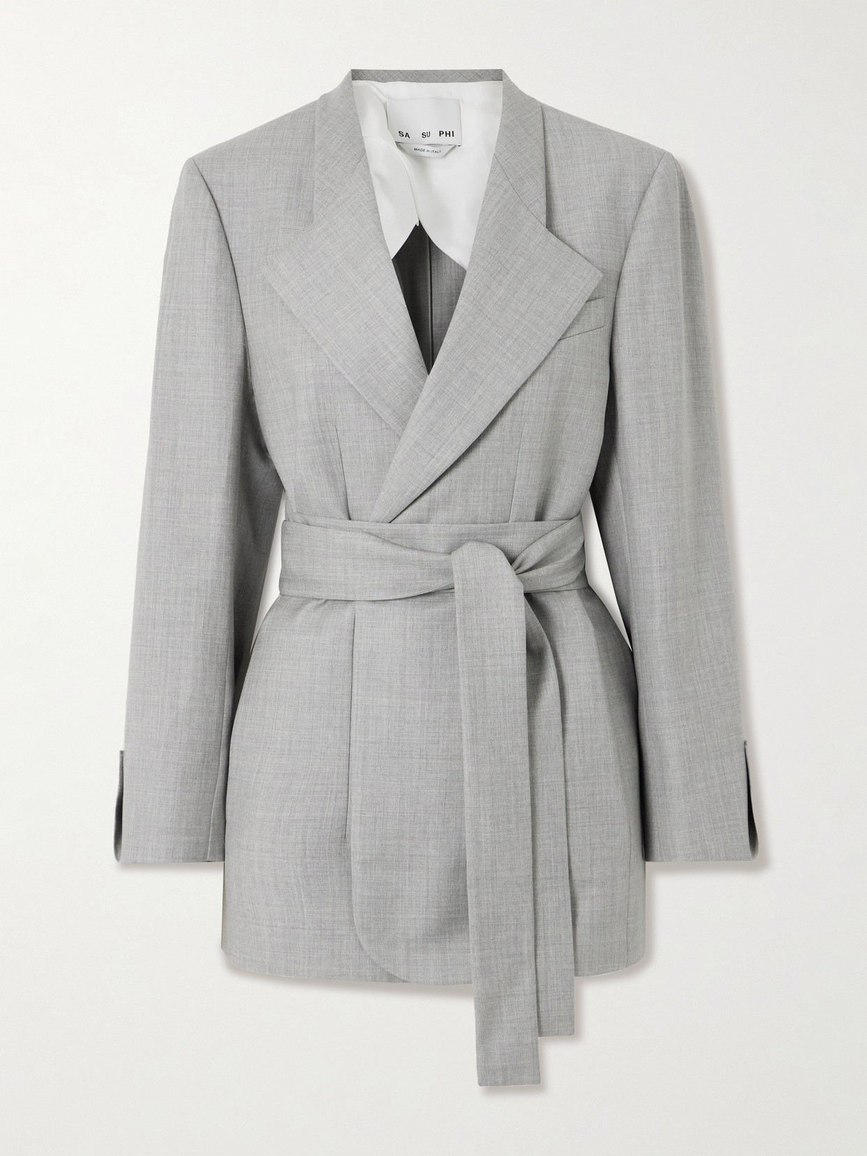 Sasuphi Lauren Belted Wool Blazer In Gray