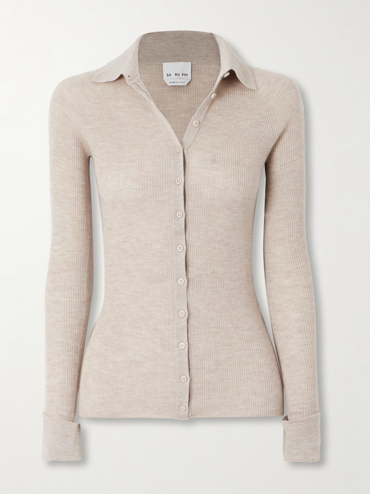Sasuphi Ribbed Cashmere And Silk-blend Cardigan In Neutrals