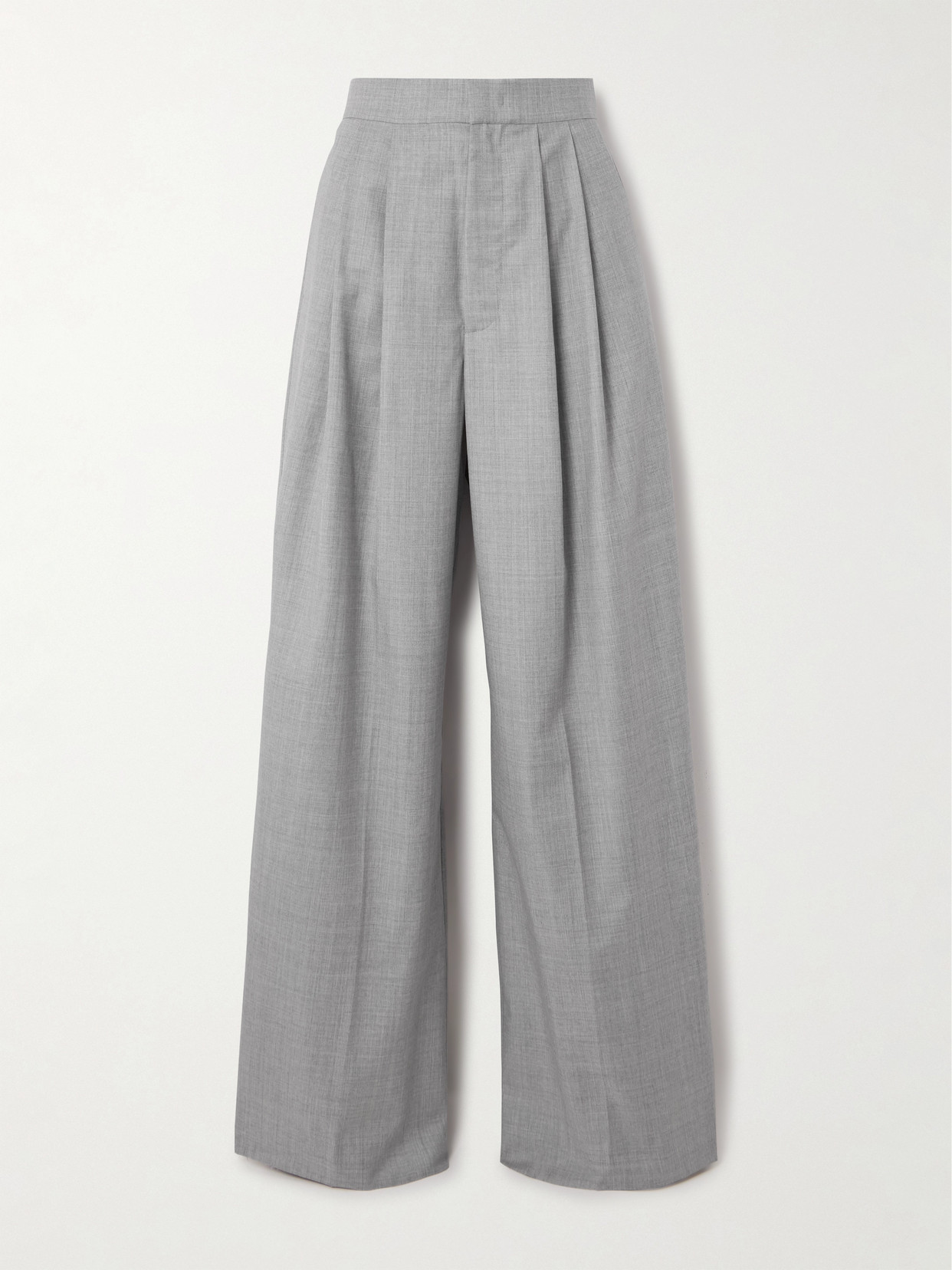 Sasuphi Lauren Pleated Wool Wide-leg Pants In Gray