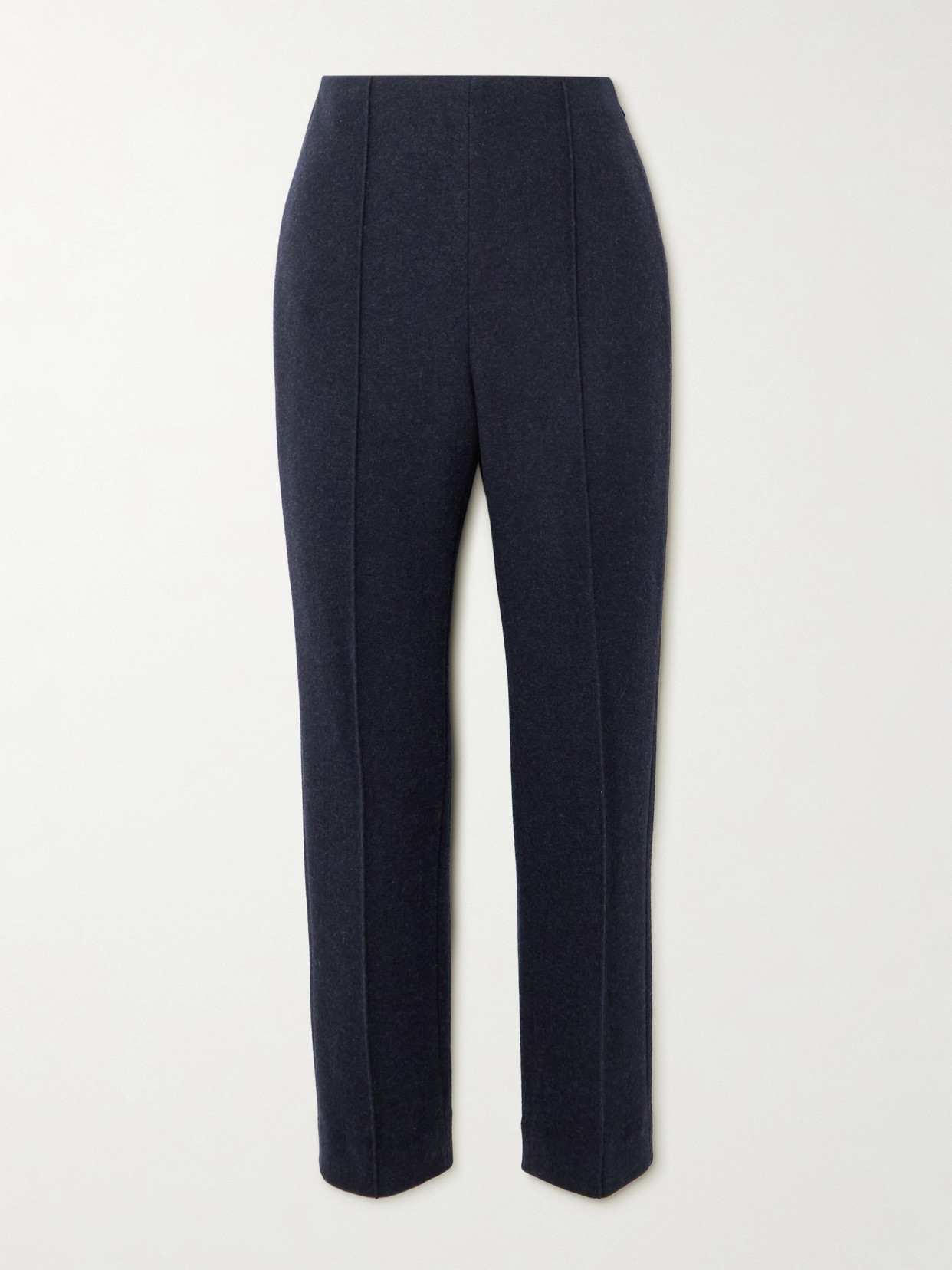 Loro Piana Cropped Pleated Cashmere-blend Skinny Pants In Blue