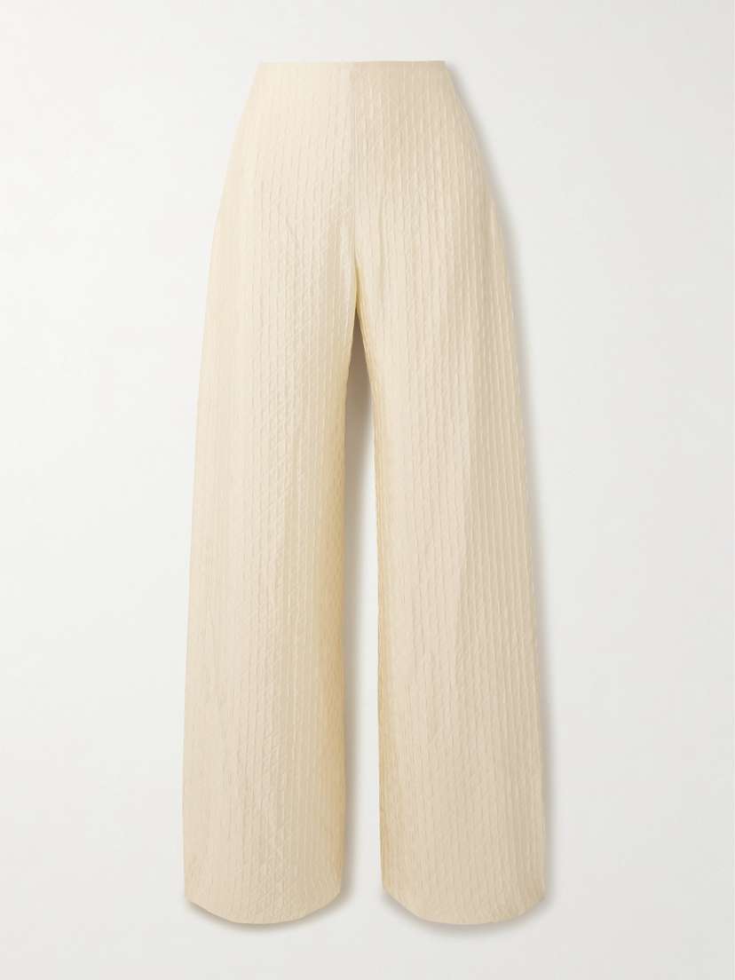Loro Piana Dresden Silk-cloqué Wide-leg Pants