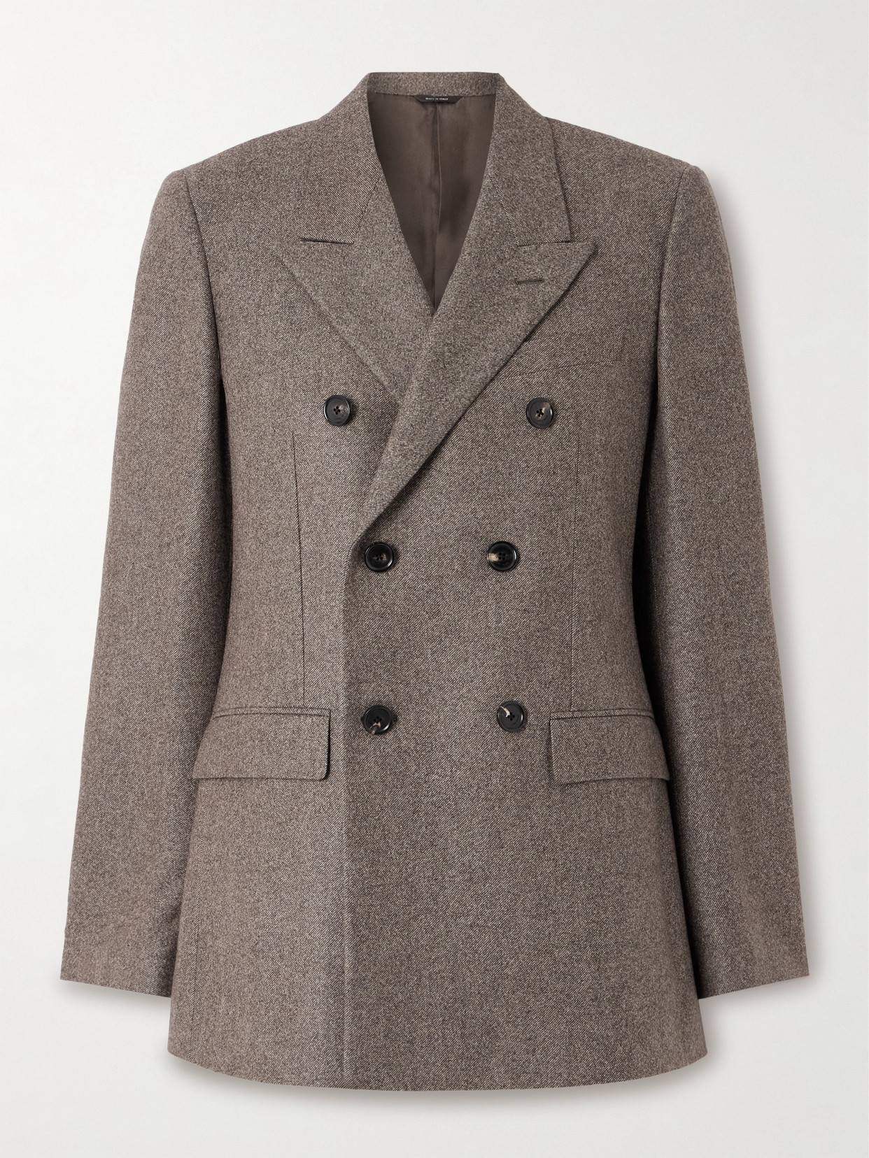 Loro Piana Double-breasted Wool And Cashmere-blend Twill Blazer In Brown