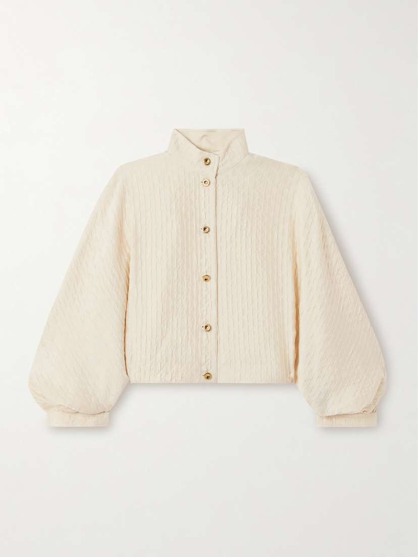 Loro Piana Cropped Quilted Silk-cloqué Jacket