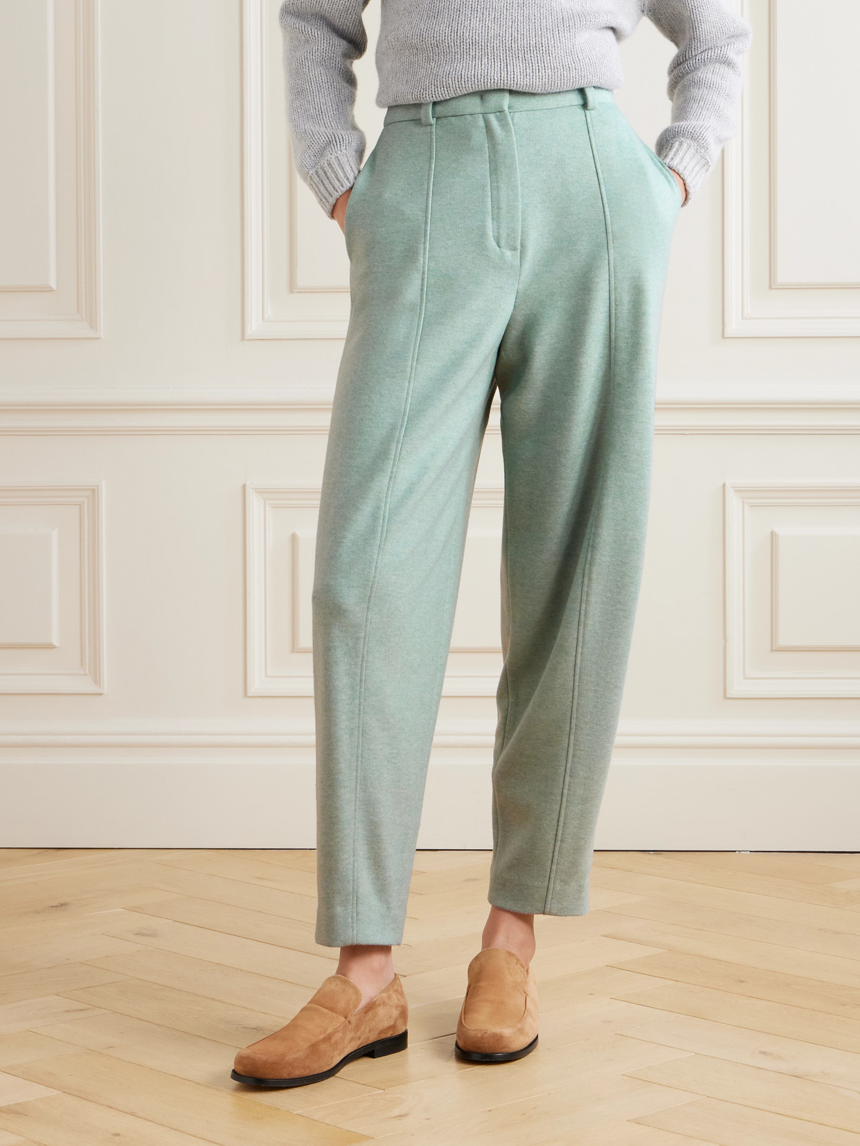 Loro Piana Dan Tapered Cashmere Trousers In Green