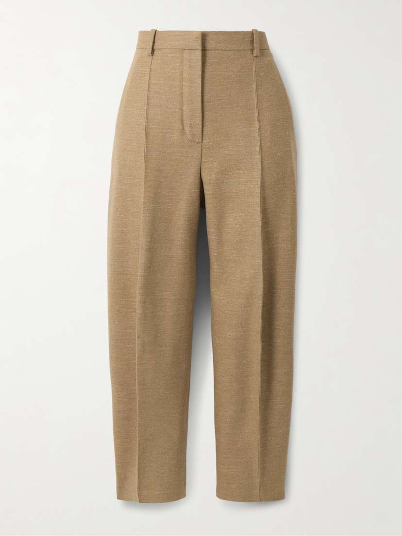 Loro Piana Dan Pleated Wool, Cashmere And Linen-blend Tapered Pants