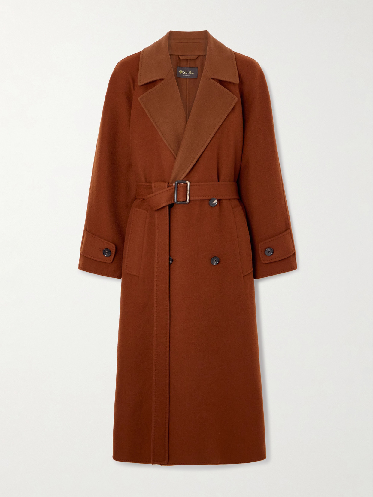 Loro Piana Foster Double-breast Belted Cashmere Coat In Brown