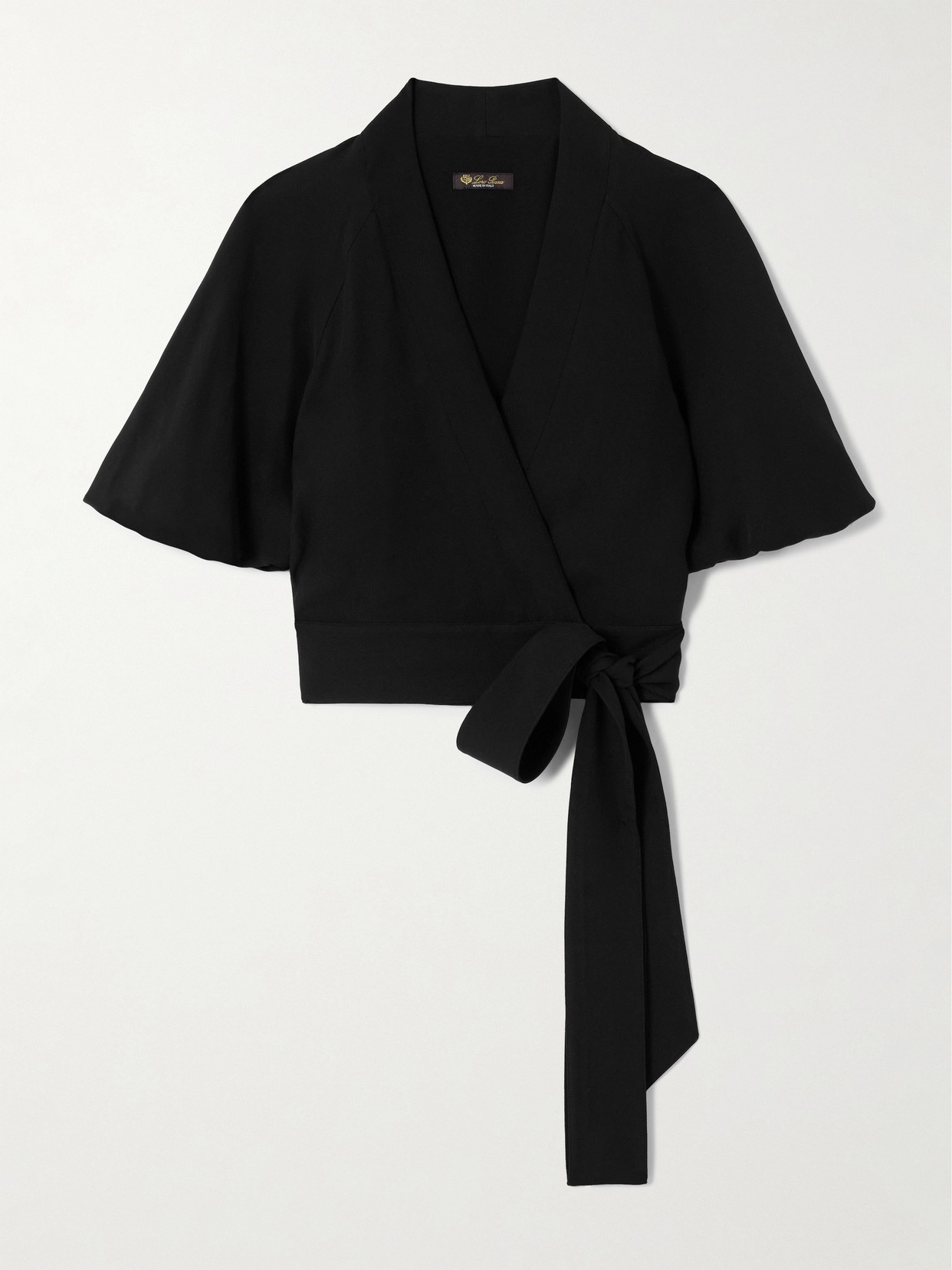 Loro Piana - Clancy Cropped Silk-cady Wrap Shirt - Black