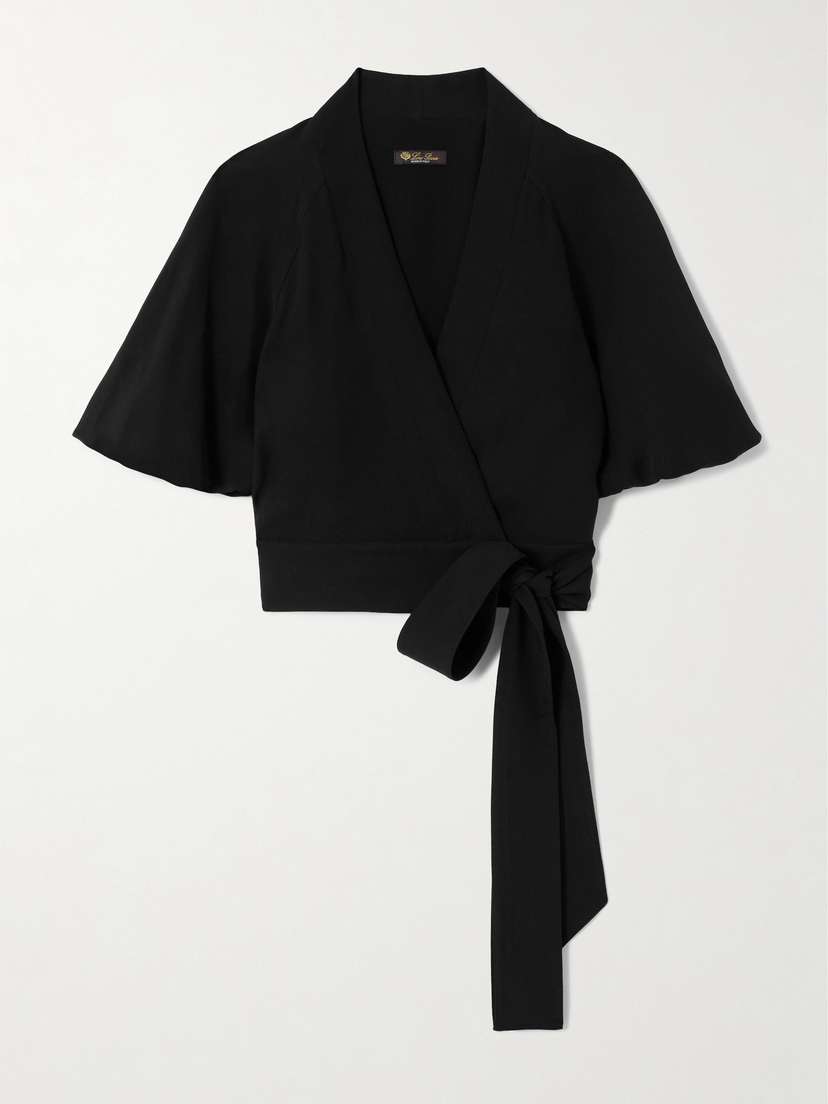 Loro Piana Clancy Cropped Silk-cady Wrap Shirt