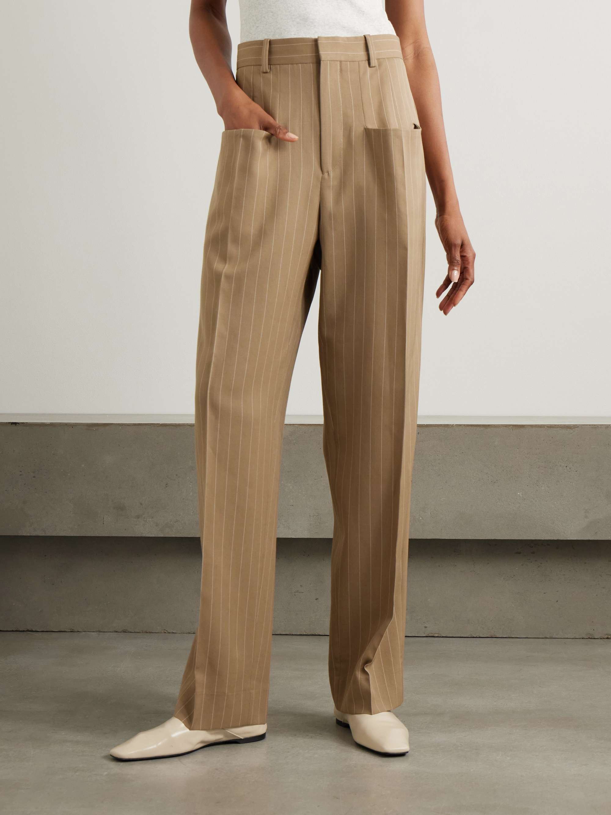 若者に人気のブランド VICTORIA BECKHAM Pinstriped wool wide-leg pants | NET-A-PORTER パンツ