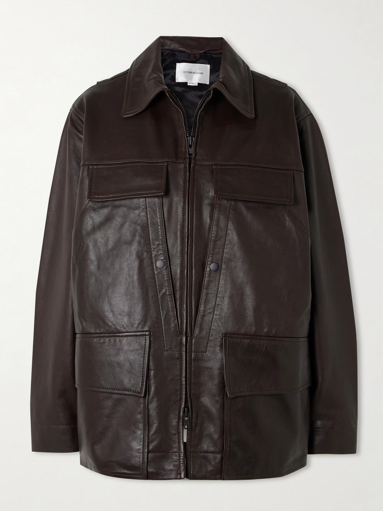 Victoria Beckham Leather Jacket In Brown