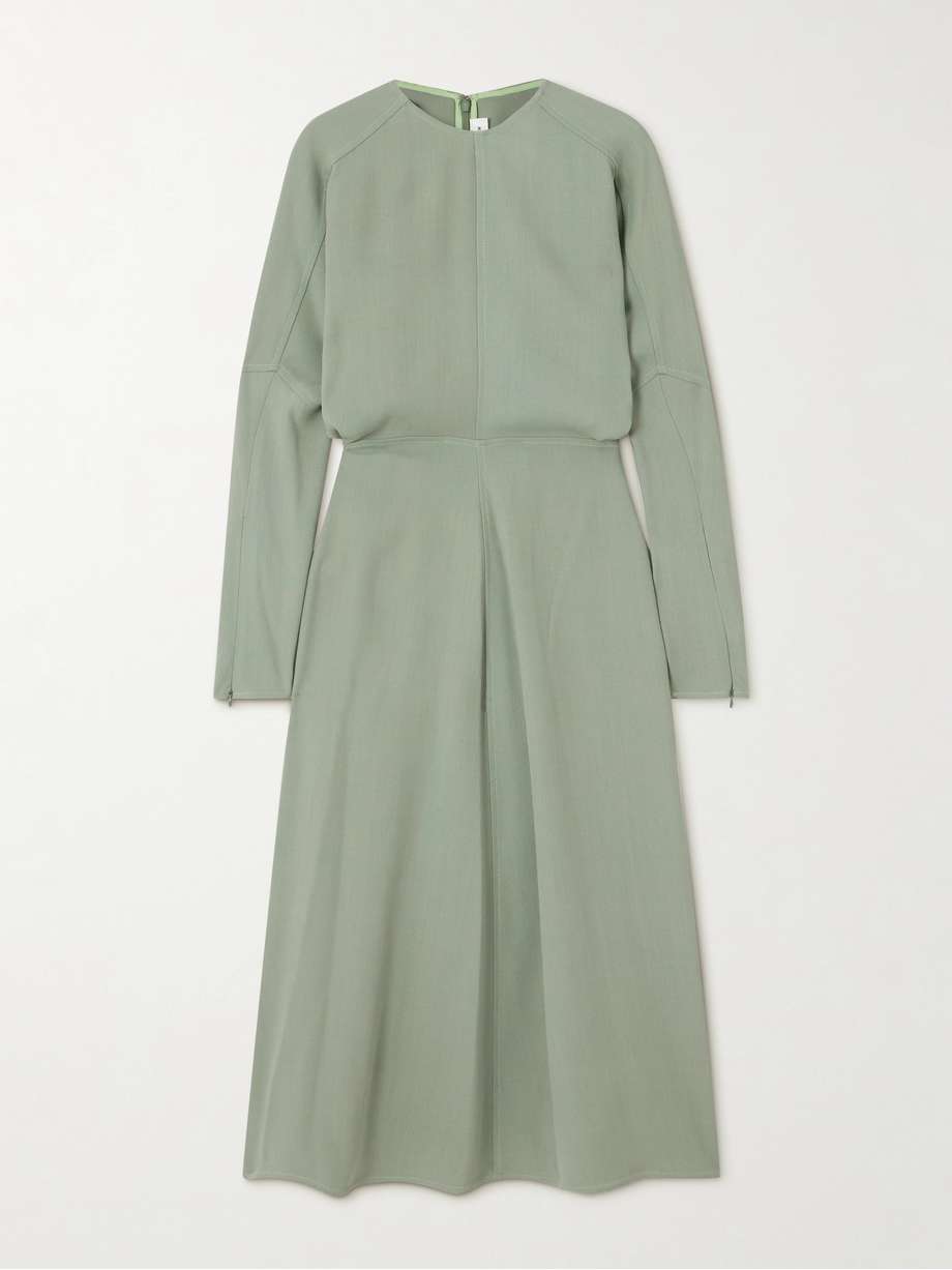 dolman paneled crepe midi dress