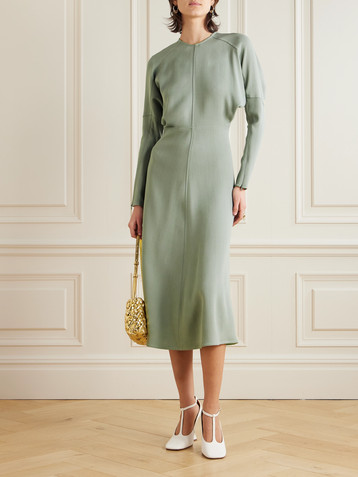 Victoria Beckham Dolman paneled crepe midi dress