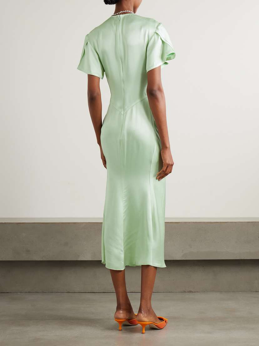 victoria beckham mint green dress Spring Court Sage Burned Velvet Handkerchief Dress
