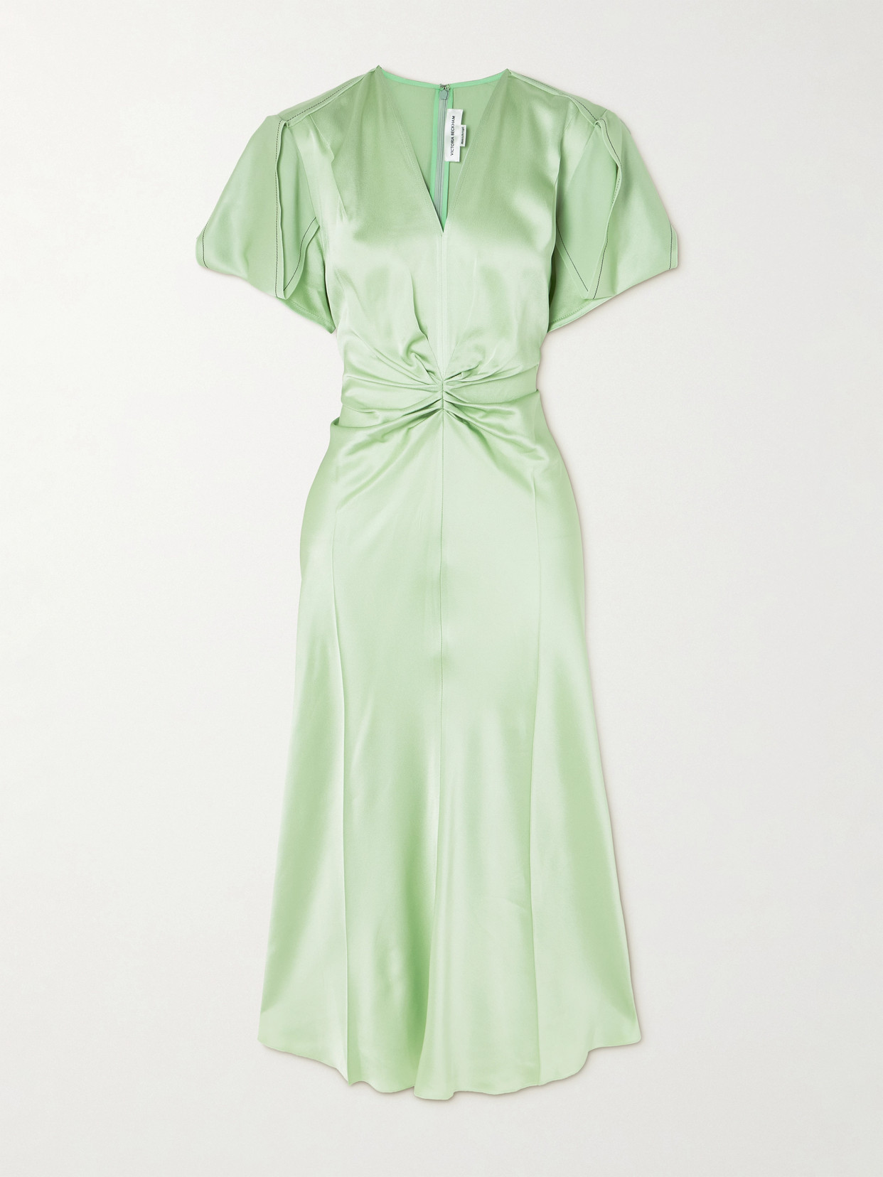 Victoria Beckham Jade Green Ruffled Midi Dress In Green