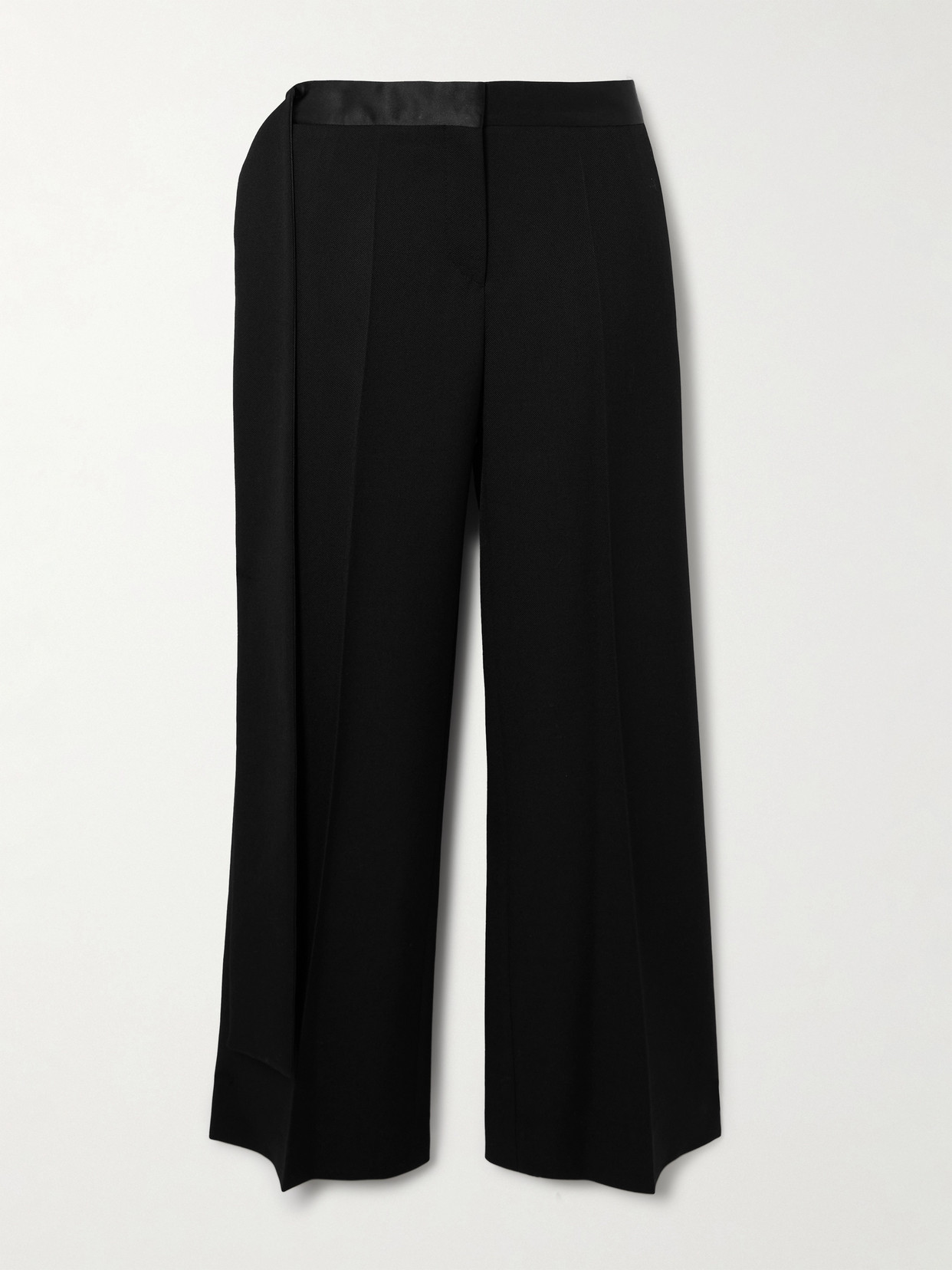 Victoria Beckham Gigi Satin-trimmed Crepe Straight-leg Trousers In Black