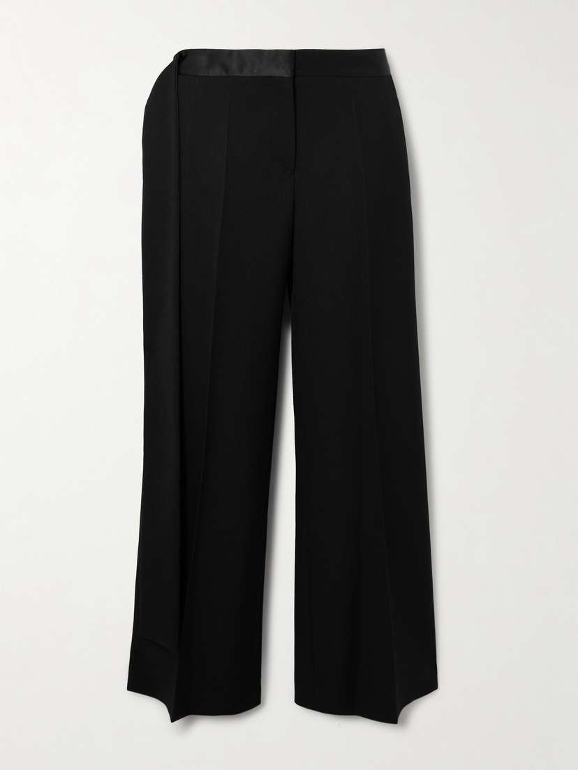 Victoria Beckham Gigi Satin-trimmed Crepe Straight-leg Pants