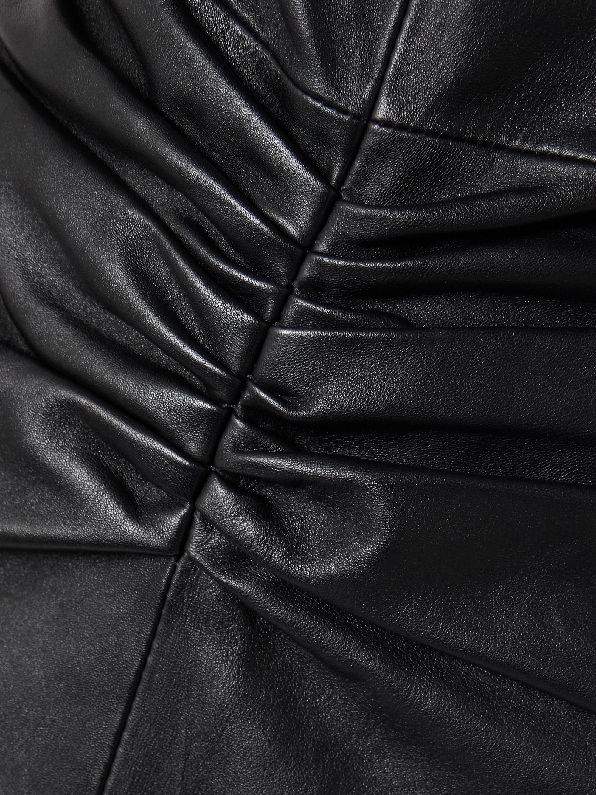 Victoria Beckham - Gathered leather midi dress | Plush Victoria Beckham - Gathered leather midi dress | Plush