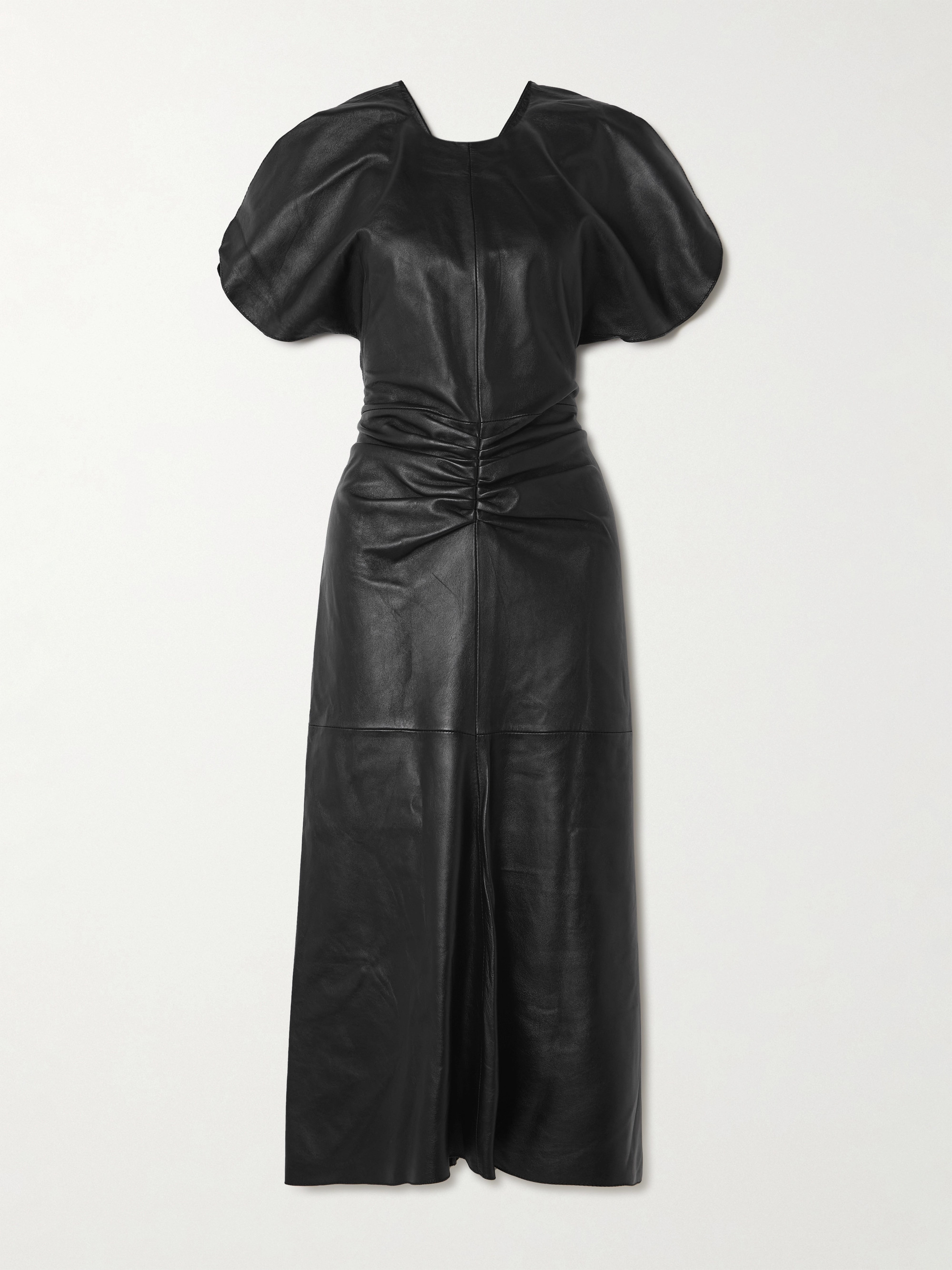 Victoria Beckham - Gathered leather midi dress | Plush