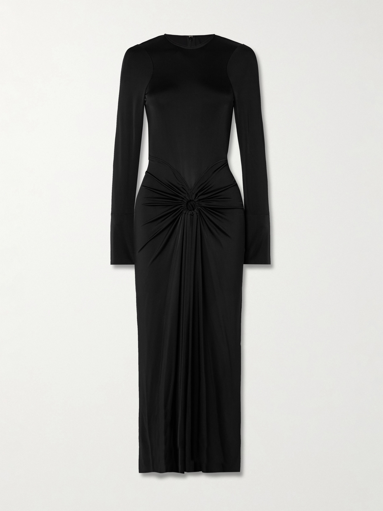 Victoria Beckham Womens Ruched Long-sleeves Stretch-woven Midi Dress Black