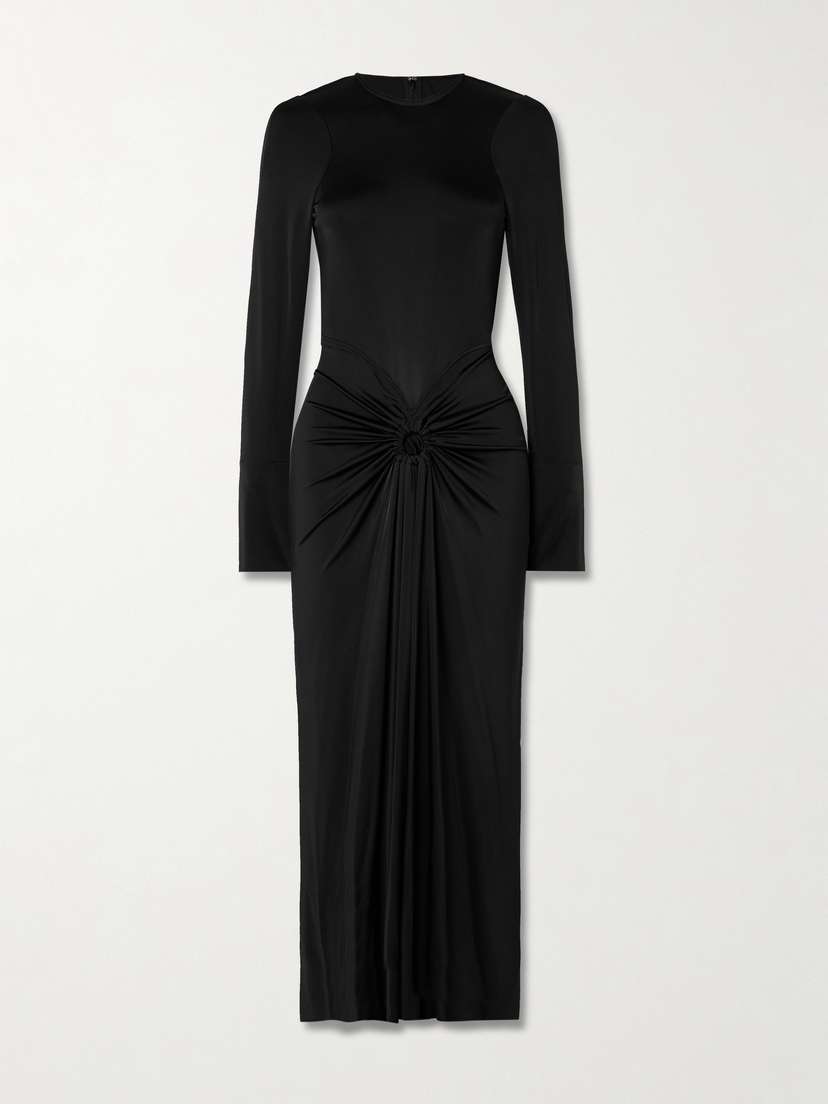 Victoria Beckham Gathered Satin-jersey Midi Dress