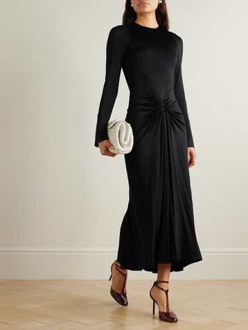 Victoria Beckham Gathered satin-jersey midi dress