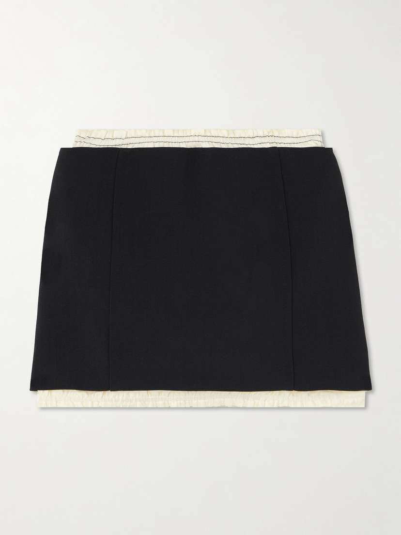 Victoria Beckham Layered Ruched Satin-trimmed Crepe Mini Skirt