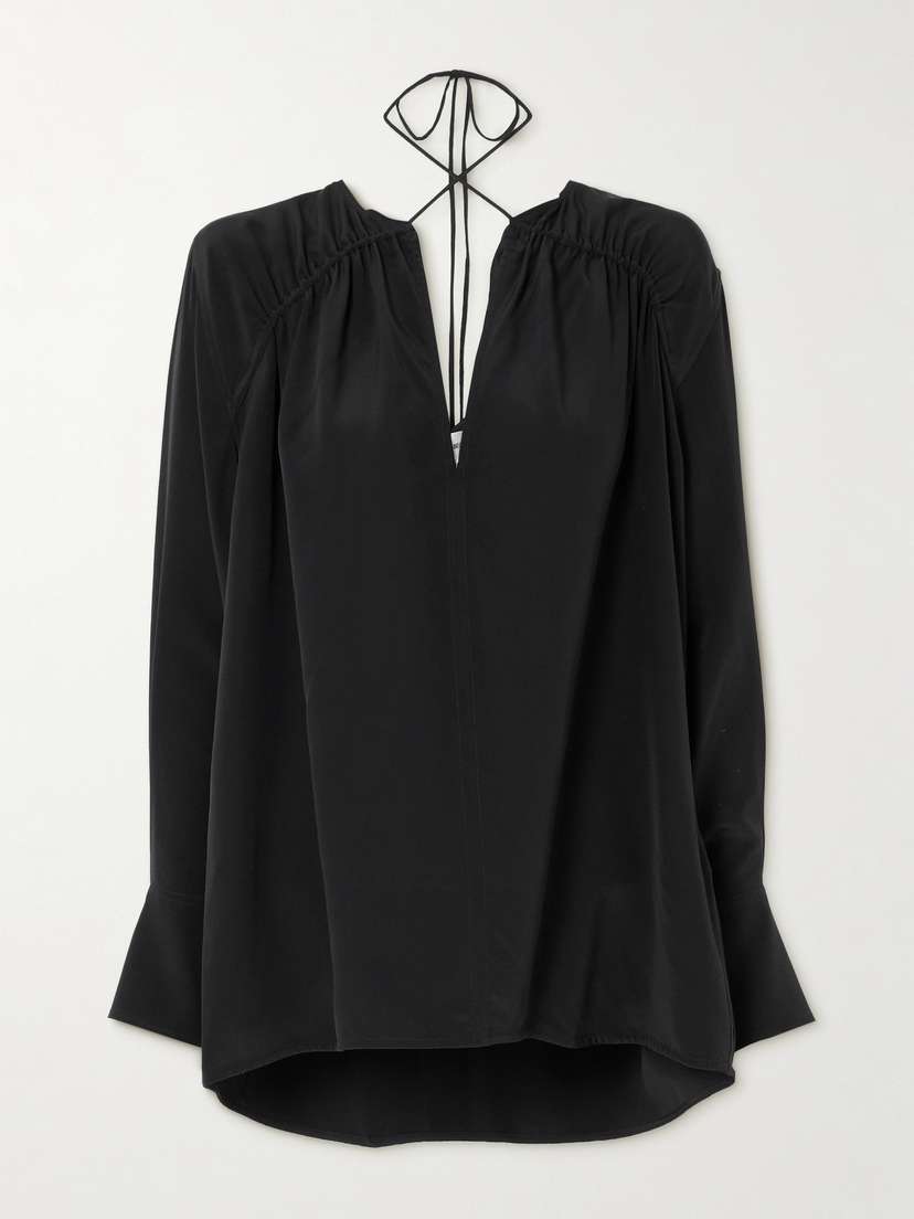 Victoria Beckham Gathered Silk-voile Blouse
