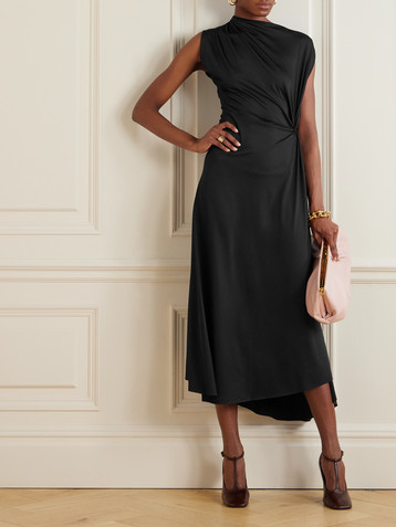 Victoria Beckham Asymmetric draped crepe midi dress