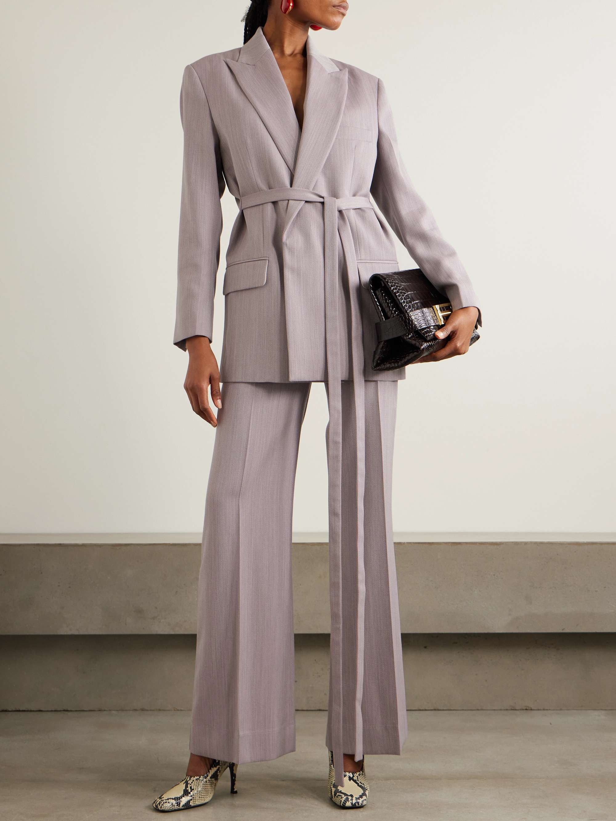 VICTORIA BECKHAM Alina textured-wool wide-leg pants | NET-A VICTORIA BECKHAM Alina textured-wool wide-leg pants | NET-A