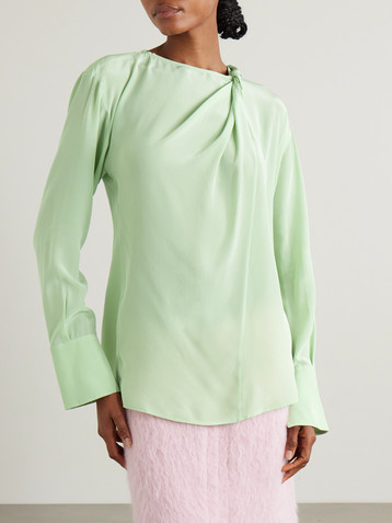 Victoria Beckham Twisted wrap-effect silk-crepe blouse