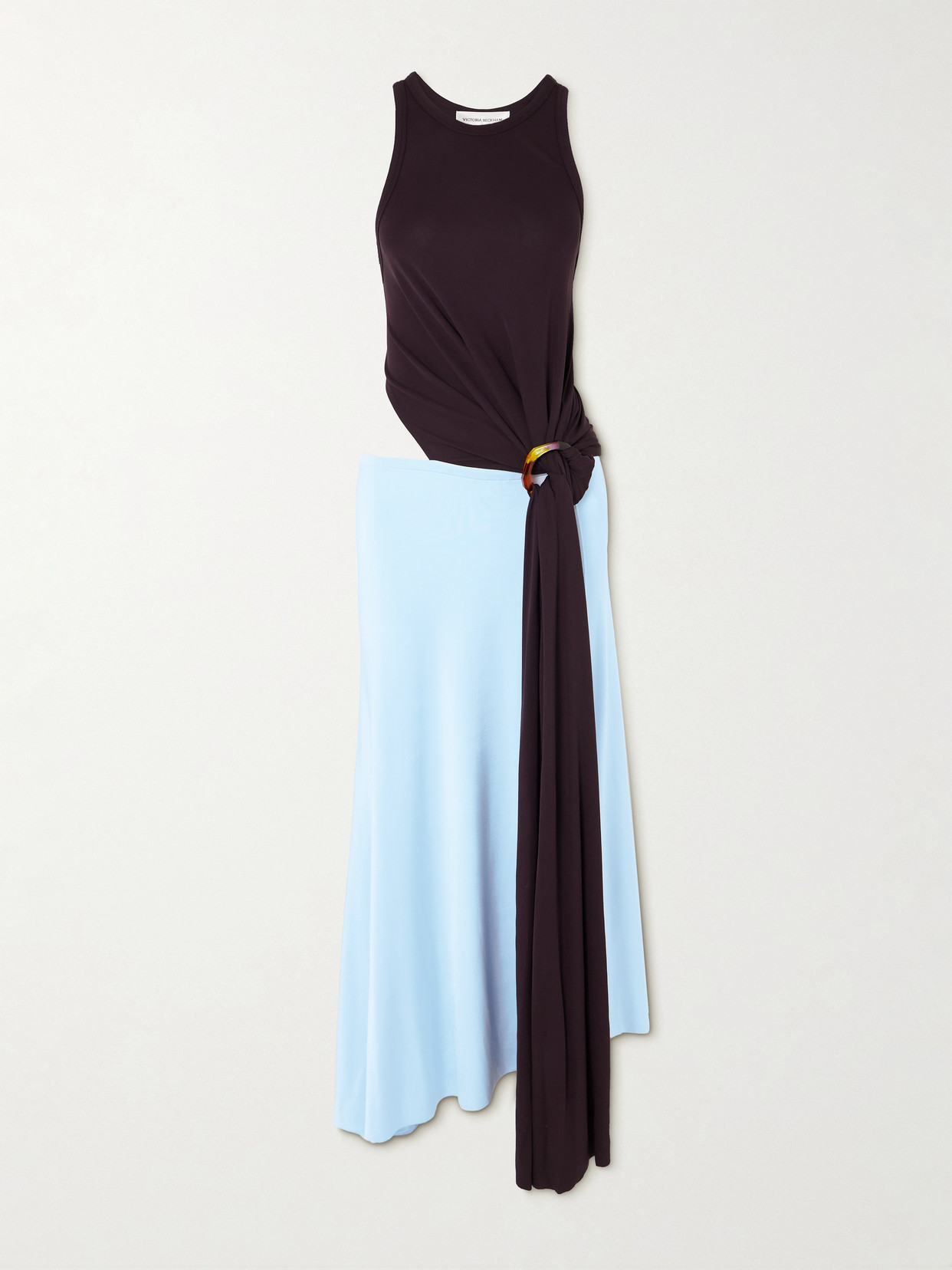Victoria Beckham - Embellished Two-tone Cutout Jersey Midi Dress - Brown