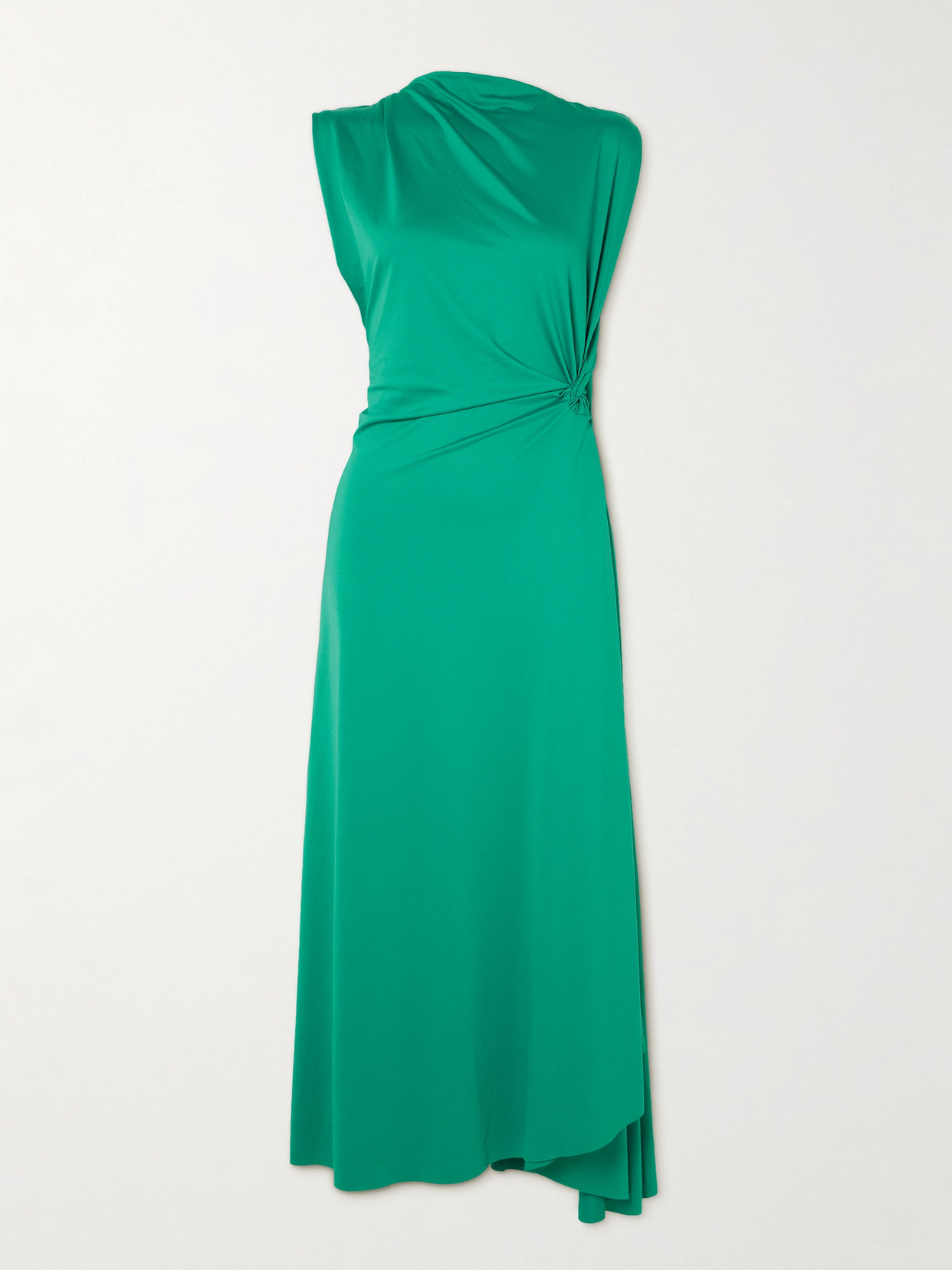 Victoria Beckham Asymmetric Draped Stretch-crepe Midi Dress In Green