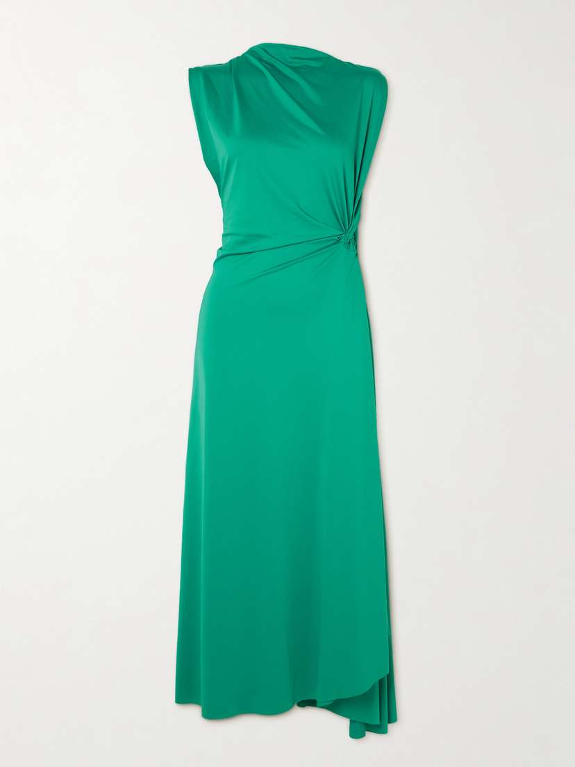 Victoria Beckham Asymmetric Draped Stretch-crepe Midi Dress